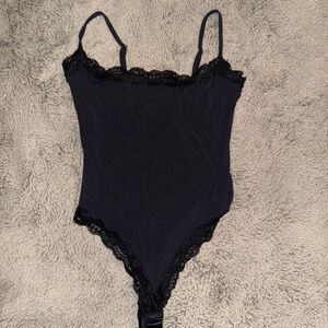 Black Lace Trim Bodysuit